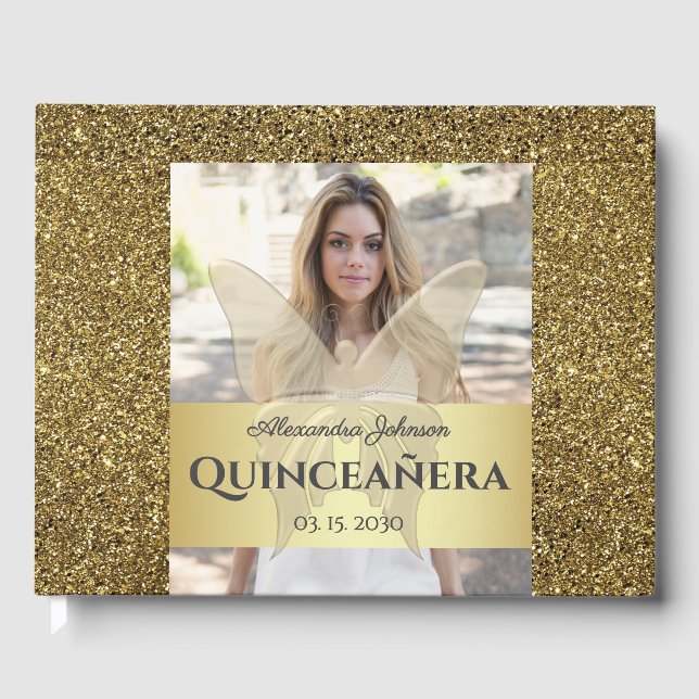 Gold Quinceanera Guest Book (Front)