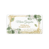 Gold Quinceañera Sage Green Crown Address