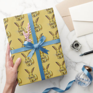 Gold Rabbit Pattern Chinese New Year 2023 Wrapping Paper