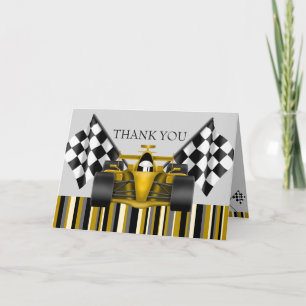 Gold Race Car Thank You Card