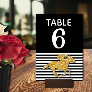 Gold Race Horse Derby Bridal Shower Table Number