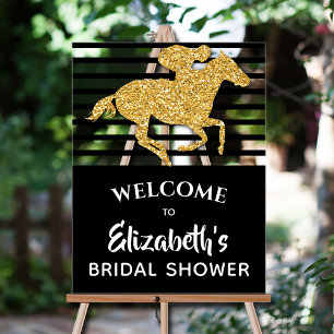 Gold Racehorse Derby Bridal Shower Welcome Acrylic Sign
