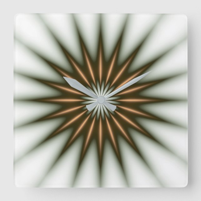 Gold Radiant Pattern Square Wall Clock (Front)