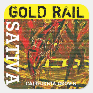 GOLD RAIL SATIVA SQUARE STICKER