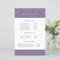 Gold Rain Drops Faux Foil Service and Price Flyer