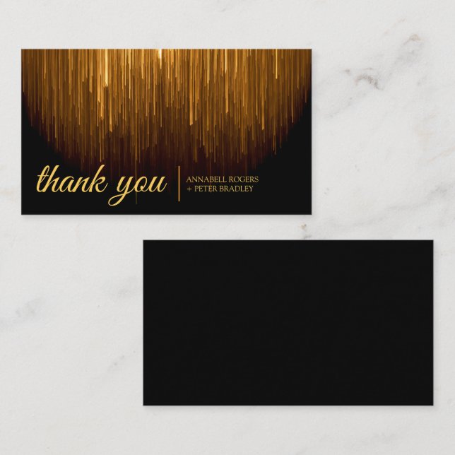 Gold Rain Elegant Wedding Thank you Card (Front/Back)