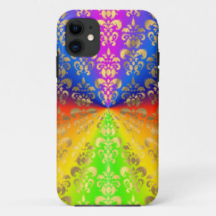 Gold rainbow damask iPhone 11 case