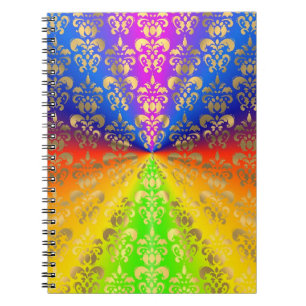 Gold rainbow damask notebook