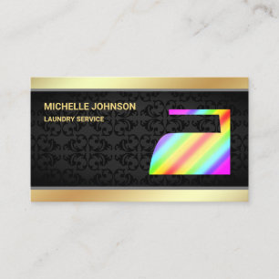 Gold Rainbow Steam Iron Laundry Ironing Service Business Card
