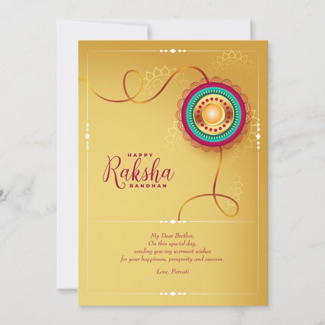 Gold Raksha Bandhan Greeting Card (Front)