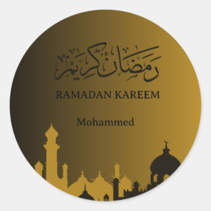 Gold Ramadan kareem 2025 costum your name Classic Round Sticker
