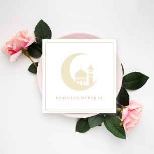 Gold Ramadan Mubarak Crescent Moon Mosque  Holiday Card