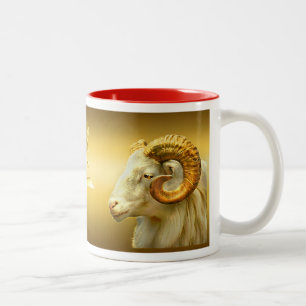 Gold Ram's Head & Chinese Symbol, Year of the Ram Two-Tone Coffee Mug