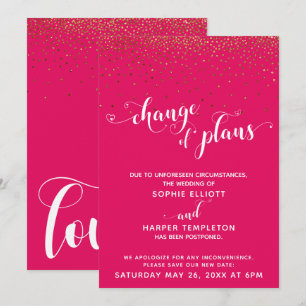 Gold & Raspberry "Change of Plans" Card