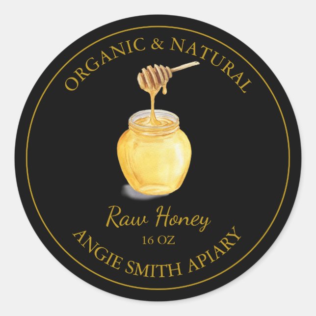 Gold Raw Honey Label | Black (Front)