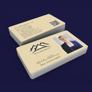 Gold Real Estate Agent Photo QR Code Business Card