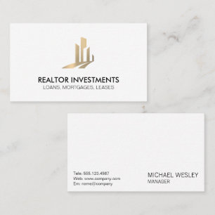 Gold Real Estate Buildings Business Card