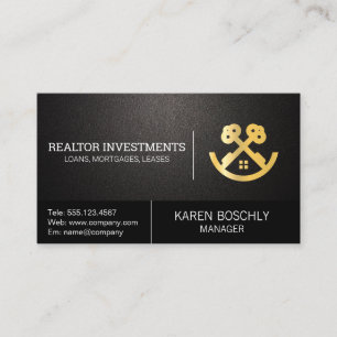 Gold Real Estate House and Keys Business Card