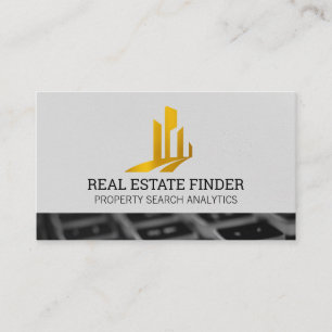 Gold Real Estate Logo   Keyboard Business Card