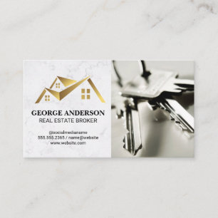 Gold Real Estate Logo   Keys Business Card