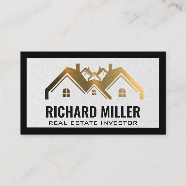 Gold Real Estate Logo | Property Investor Business Card (Front)