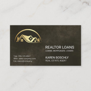 Gold Real Estate Logo Sleek Black Texture Business Card
