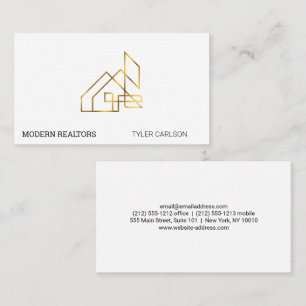 Gold Real Estate Modern Logo Business Card