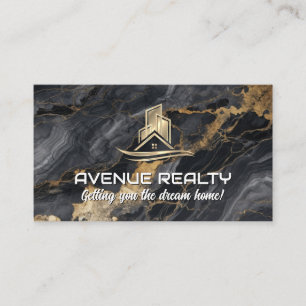 Gold Real Estate Property Logo   Lux Marble Business Card