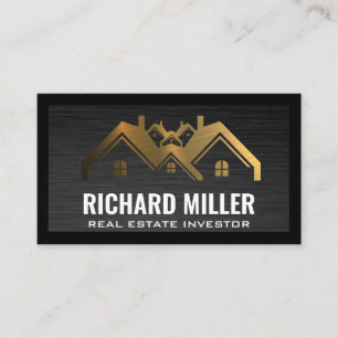 Gold Real Estate Roof   Property Investor Business Card