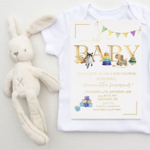 Gold Real Foil Baby Shower Vintage Toy