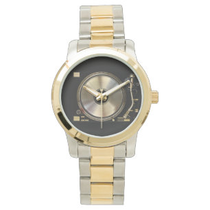 gold record turntable watch