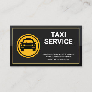 Gold Rectangular Frame Yellow Taxi Icon Cab Driver Business Card