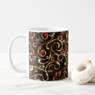 Gold Red Abstract Pattern Coffee Mug