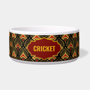 Gold, Red and Black Art Deco Pattern Custom Name