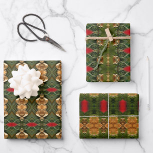 Gold Red And Green Wrapping Paper Sheet