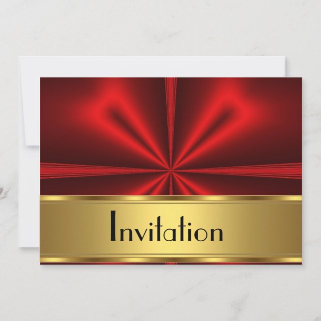 Gold Red Any Party Invitation (Front)