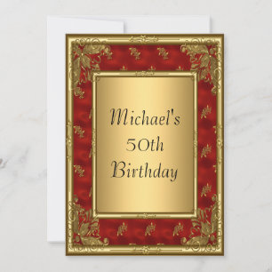 Gold Red Art Deco Frame Invitation
