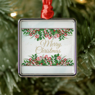 Gold, Red Barri Merry Christmas Married Metal Tree Decoration
