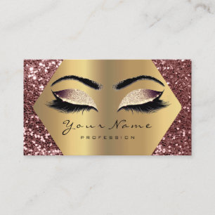 Gold Red Bean Glitter Makeup Artist Lashes Browns Business Card