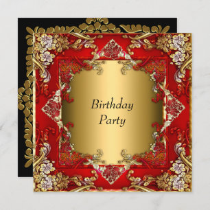 Gold Red Birthday Party red  gold Invitation