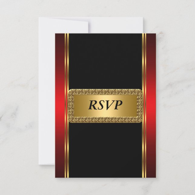 Gold  red Black Art Deco RSVP (Front)