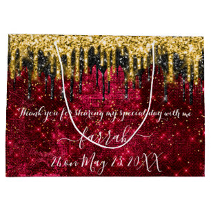 Gold Red Black Drips Favour Large Gift Bag