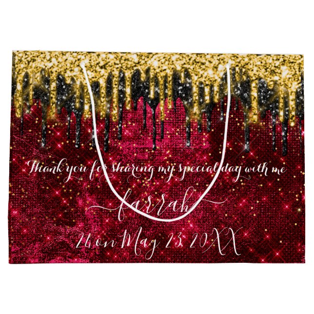  Gold Red Black Drips Favour  Large Gift Bag (Back)
