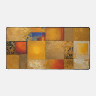 Gold, Red, Blue Squares Desk Mat