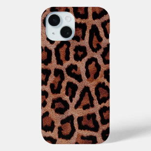 Gold Red Brown Black Leopard Animal Print iPhone 15 Case
