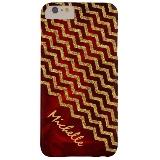 Gold Red Chevron Personalised Barely There iPhone 6 Plus Case