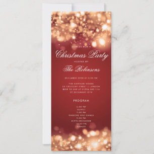 Gold Red Christmas Lights Invite Program & Menu