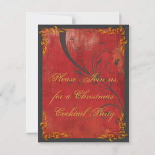 Gold & Red Christmas Party Invitation