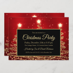 Gold & Red Christmas Party Invitation
