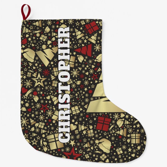 Gold & Red Christmas Stocking (Front)
